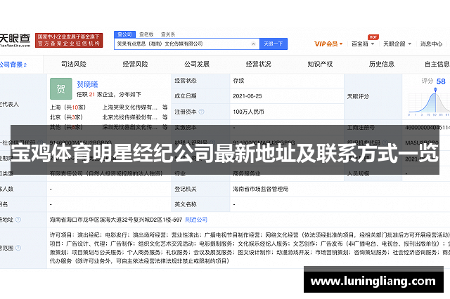 宝鸡体育明星经纪公司最新地址及联系方式一览